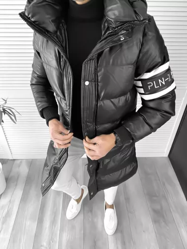 Geaca barbati groasa neagra de iarna 9025 T12-1