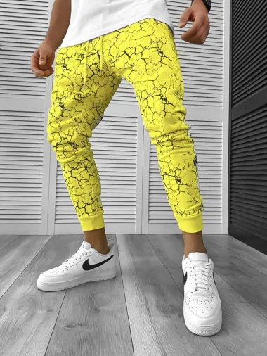 Pantaloni de trening conici galbeni K415 91-3.1