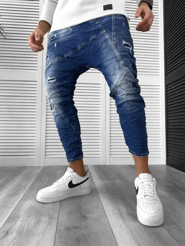 Blugi barbati conici albastri 5772 + Lant Cadou D4-4.4