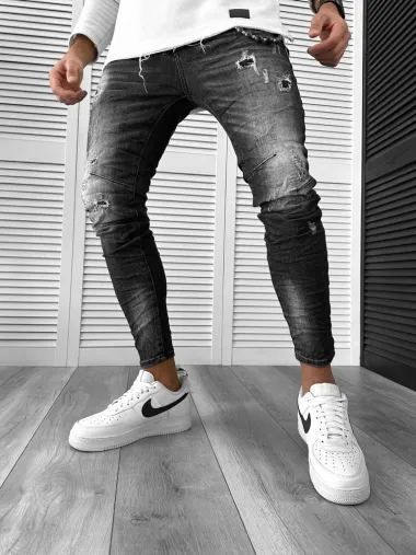 Blugi barbati conici negri 5802 B8-5