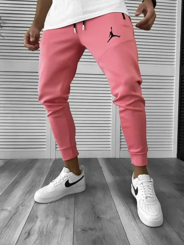 Pantaloni de trening roz conici,silon, 12361 N1-5.1