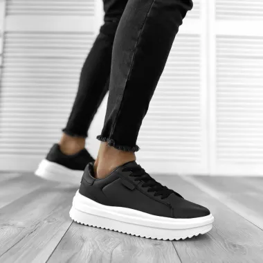 Adidasi barbati casual negru cu alb 069 N11-2