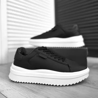 Adidasi barbati casual negru cu alb 069 N11-2