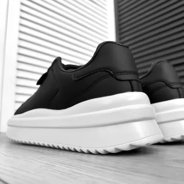 Adidasi barbati casual negru cu alb 069 N11-2