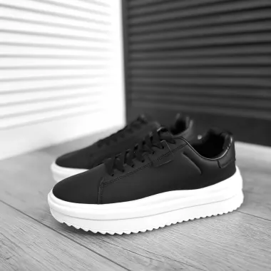 Adidasi barbati casual negru cu alb 069 N11-2