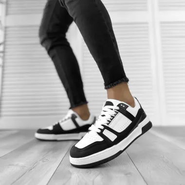 Adidasi barbati casual negri cu alb 071