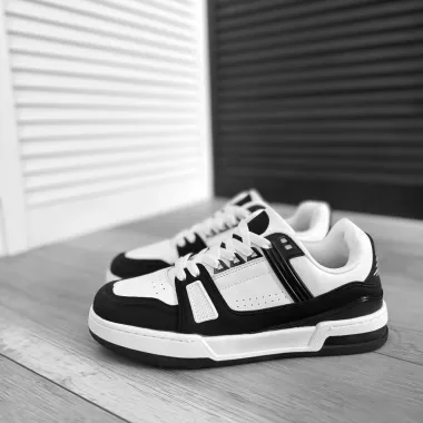 Adidasi barbati casual negri cu alb 071