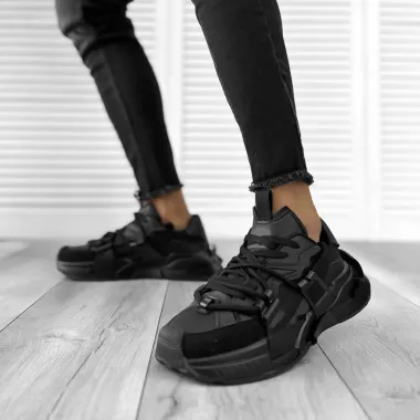 Adidasi barbati casual negri H2301 T56-2