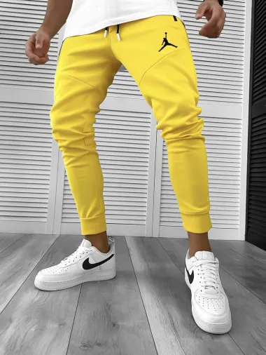 Pantaloni de trening mustar conici, silon, 12361 N1-2