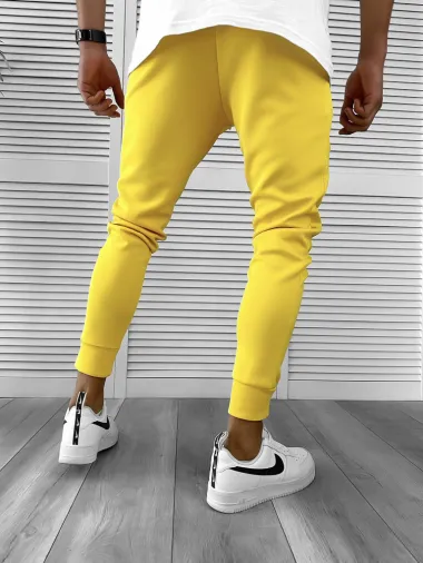 Pantaloni de trening mustar conici, silon, 12361 N1-2