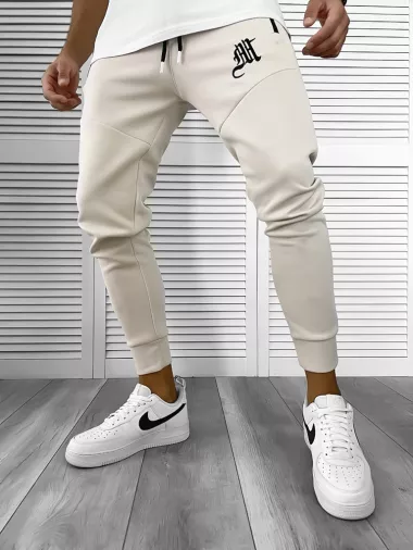 Pantaloni de trening bej , silon, conici 12375 26-5