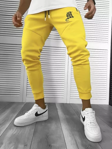 Pantaloni de trening galbeni, silon, conici 12375 26-5.1