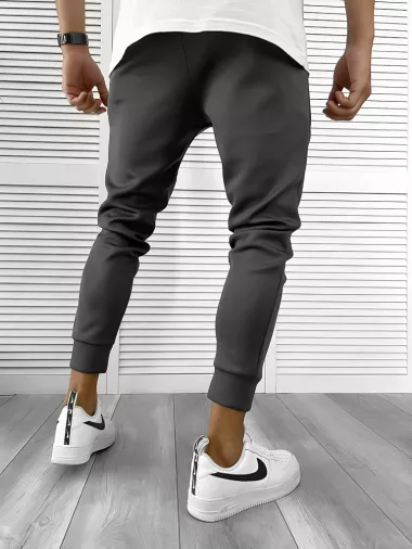 Pantaloni de trening gri inchis , silon, conici 12375 37-3.1