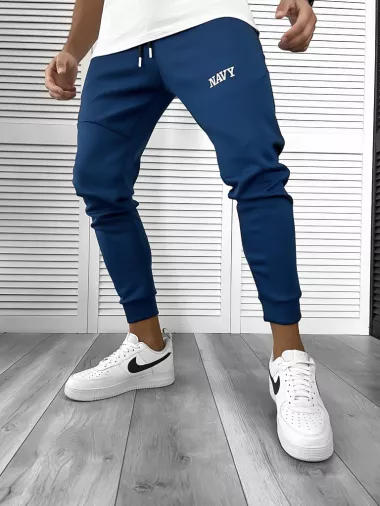 Pantaloni de trening albastri , silon, conici 12376 D3-3.2