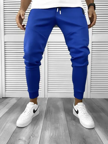 Pantaloni de trening albastri, silon, conici 12379 D3-2.1
