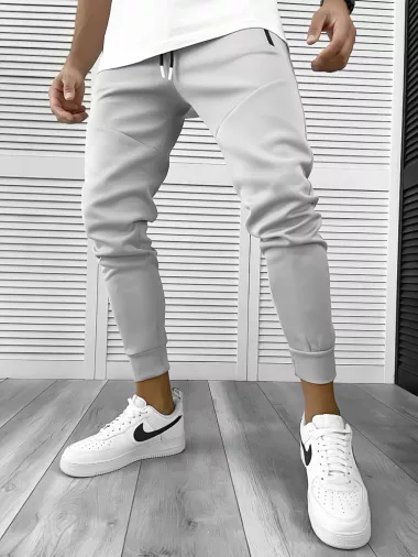Pantaloni de trening gri, silon, conici 12379 105-2
