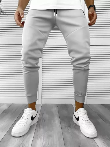 Pantaloni de trening gri, silon, conici 12379 105-2