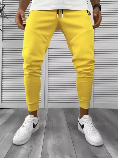 Pantaloni de trening galbeni, silon, conici 12379 D3-5.4