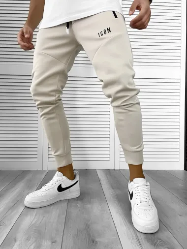 Pantaloni de trening bej, silon, conici 12377 D2-1.2