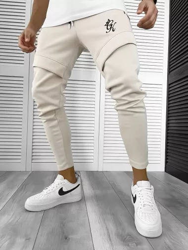 Pantaloni de trening bej , silon, conici 12374 18-3