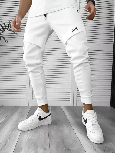 Pantaloni de trening albi conici 12360 30-3.1