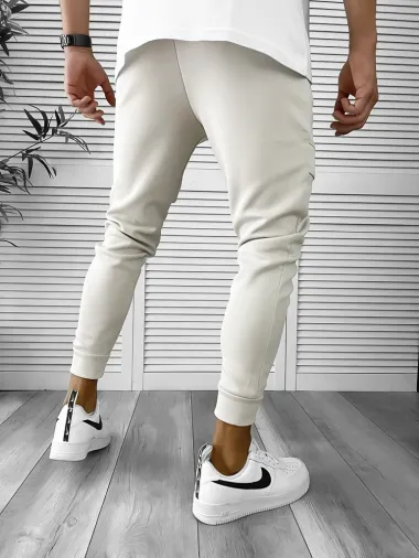Pantaloni de trening bej conici 12360 P19-4.1