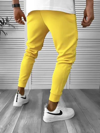 Pantaloni de trening galbeni conici 12360 D7-3