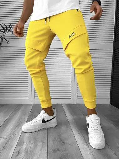 Pantaloni de trening galbeni conici 12360 D7-3