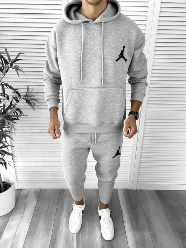 Trening barbati slim fit, vatuit, Pantaloni + Hanorac gri 12325 P20-4.2