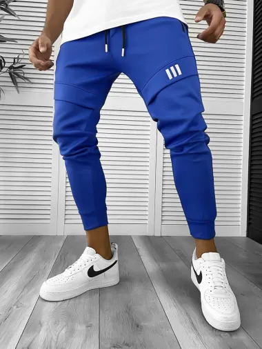 Pantaloni de trening bleu conici 12259 P19-4.1
