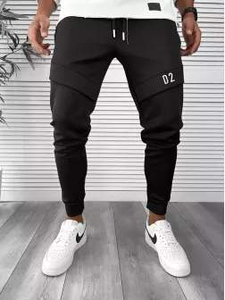 Pantaloni de trening negri conici 12180 P19-3.3