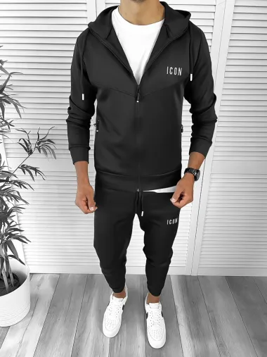 Trening barbati slim fit Pantaloni + Hanorac negru 12181 6-2.3.4