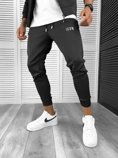 Trening barbati slim fit Pantaloni + Hanorac negru 12181 6-2.3.4