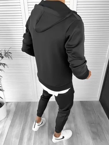 Trening barbati slim fit Pantaloni + Hanorac negru 12181 6-2.3.4