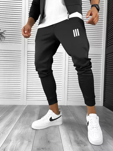 Trening barbati slim fit Pantaloni + Hanorac negru 12233 113 