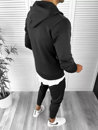 Trening barbati slim fit Pantaloni + Hanorac negru 12233 113 