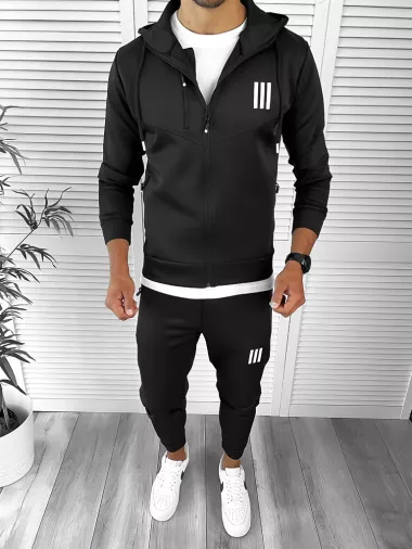 Trening barbati slim fit Pantaloni + Hanorac negru 12233 113 