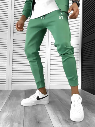Trening barbati slim fit Pantaloni + Hanorac verde 12234 P20-3.2