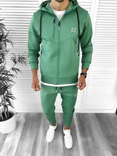 Trening barbati slim fit Pantaloni + Hanorac verde 12234 P20-3.2