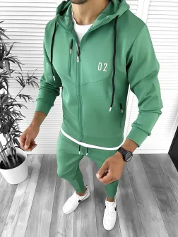 Trening barbati slim fit Pantaloni + Hanorac verde 12234 P20-3.2