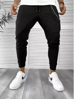 Pantaloni de trening negri conici 12237 Y20-4