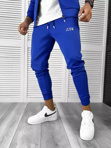 Trening barbati slim fit Pantaloni + Hanorac albastru 12181 36-4