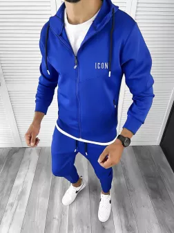 Trening barbati slim fit Pantaloni + Hanorac albastru 12181 36-4