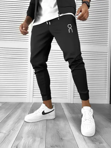 Trening barbati slim fit Pantaloni + Hanorac negru 12182 2