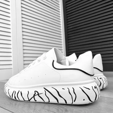 Adidasi barbati casual albi cu imprimeu pe talpa 2215 T50-3