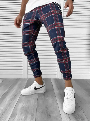 Pantaloni barbati casual in carouri 1085 D11-3