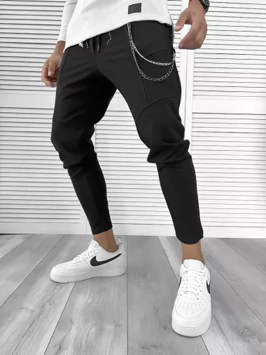 Pantaloni de trening negru conici 12108 Z33