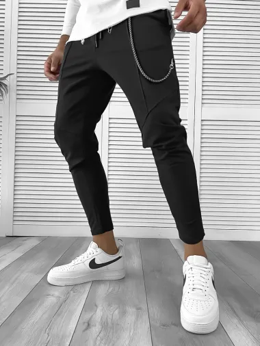 Pantaloni de trening negru conici 12109 Y9-1.2.3
