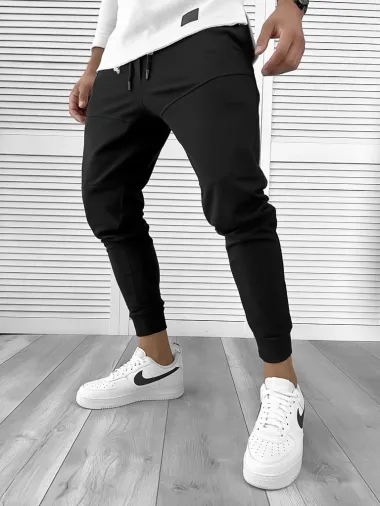 Pantaloni de trening negri conici 12110 S5-4