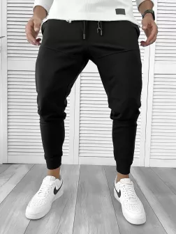 Pantaloni de trening negri conici 12110 S5-4 Pantaloni de trening negri conici 12110 S5-4